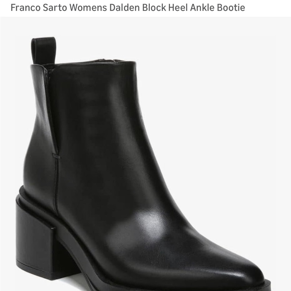 Franco Sarto Women's Black Dalden Block Heel Ankle Bootie size 10